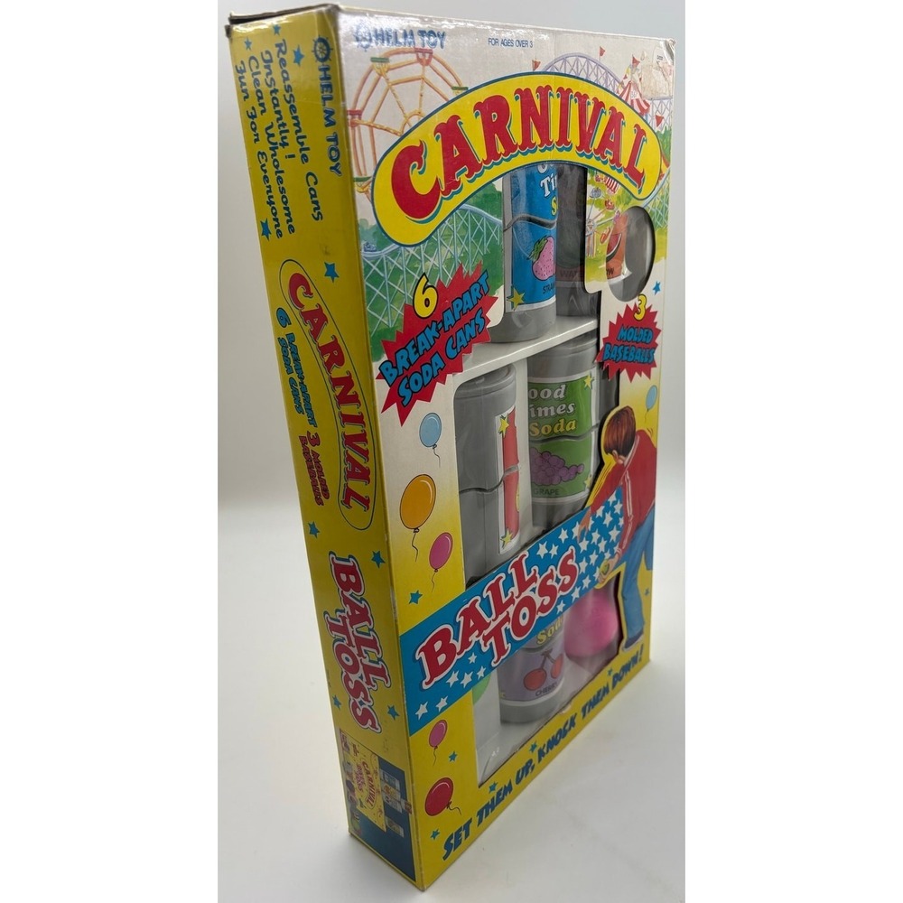 Carnival Ball Toss Knock Down Cans Toy Set w/ Box Helm Toy Vintage - Picture 14 of 16